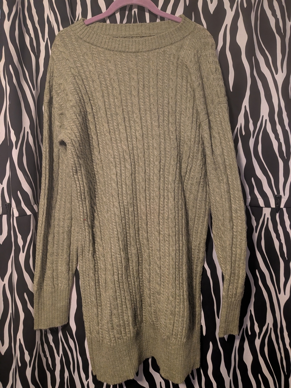 LC Lauren Conrad Olive Cable-Knit Long Sleeve Sweater Dress